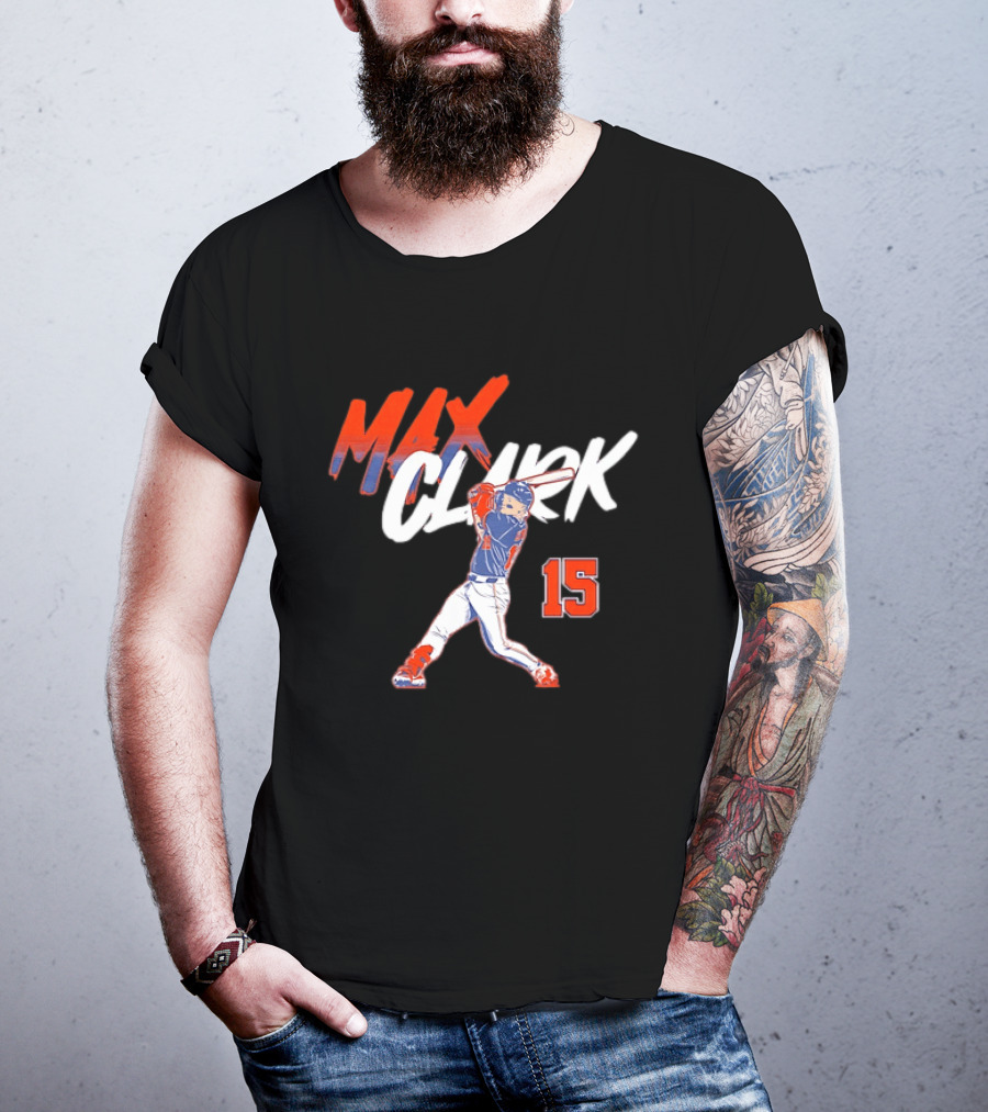 Max Clark Detroit Tigers 15 Baseball Player Hitting Action T-Shirt