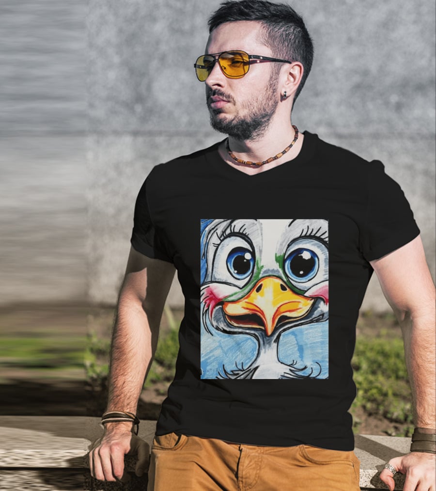 Swoopy The Charming Seagull By Viktor With Big Blue Eyes And Colorful Beak T-Shirt