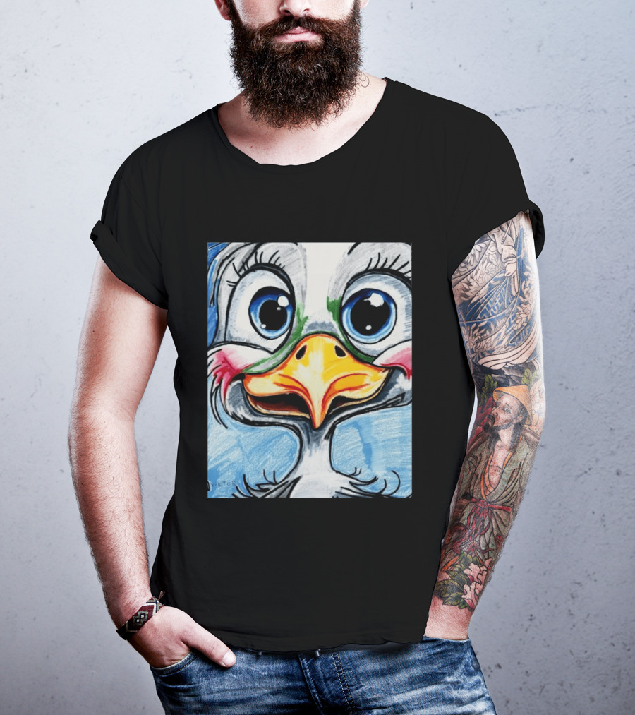 Swoopy The Charming Seagull By Viktor With Big Blue Eyes And Colorful Beak T-Shirt