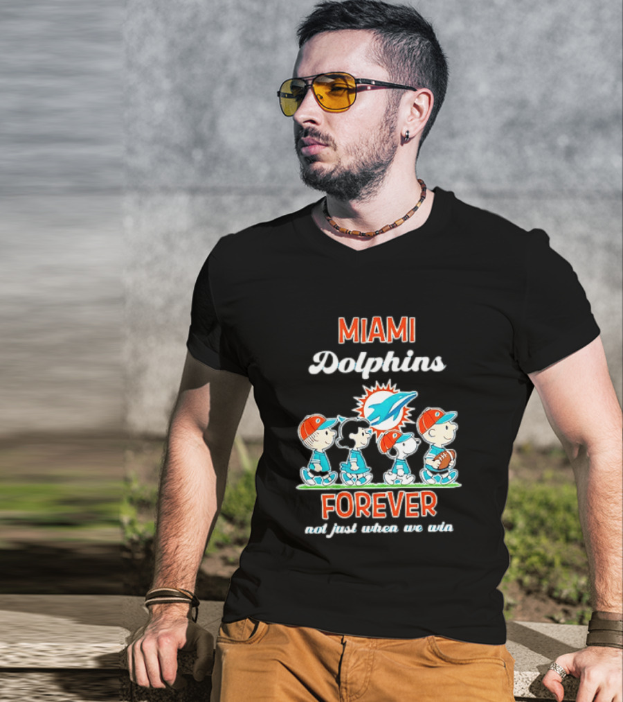 Miami Dolphins Peanuts Characters Forever Not Just When We Win T-Shirt