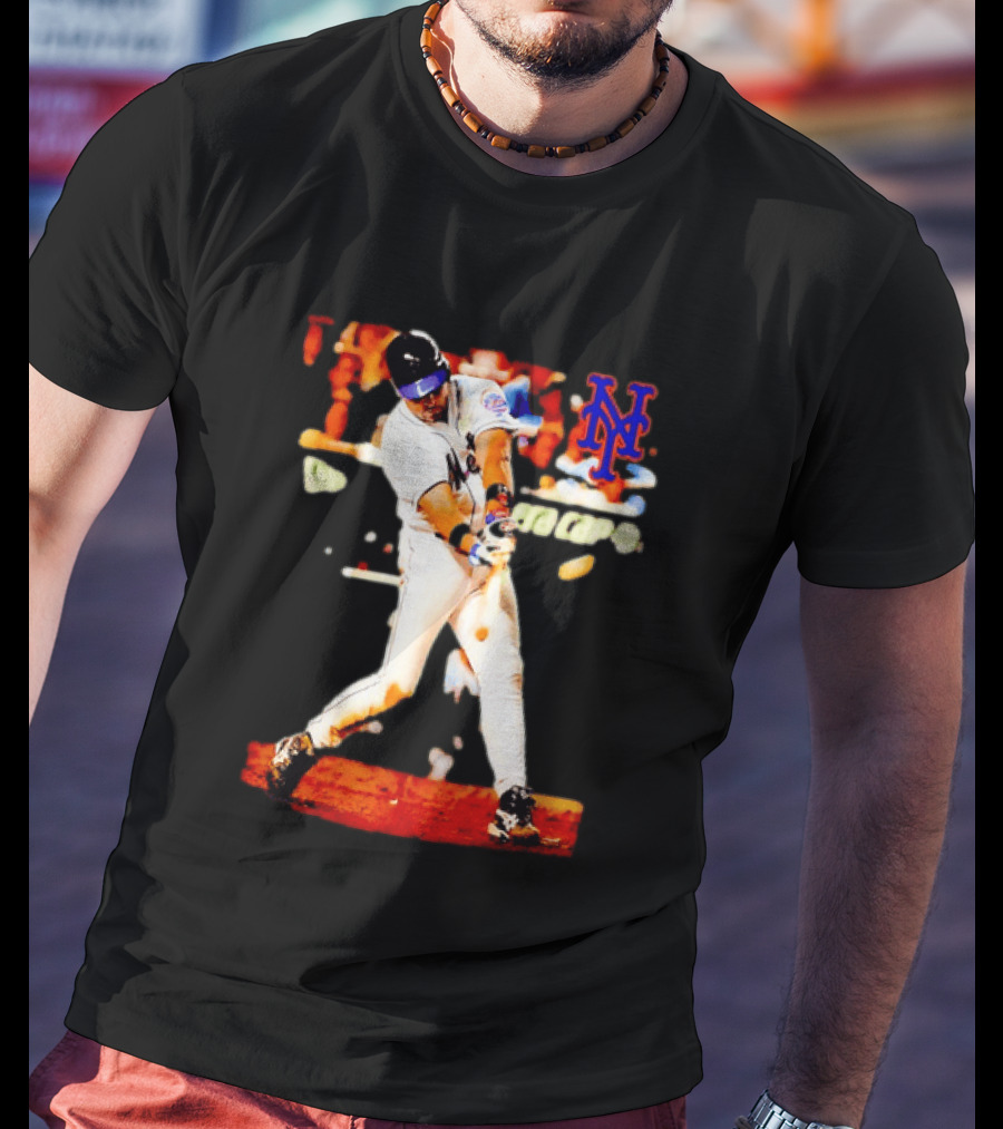 Mike Piazza New York Mets Batting Action MLB Player Swing T-Shirt