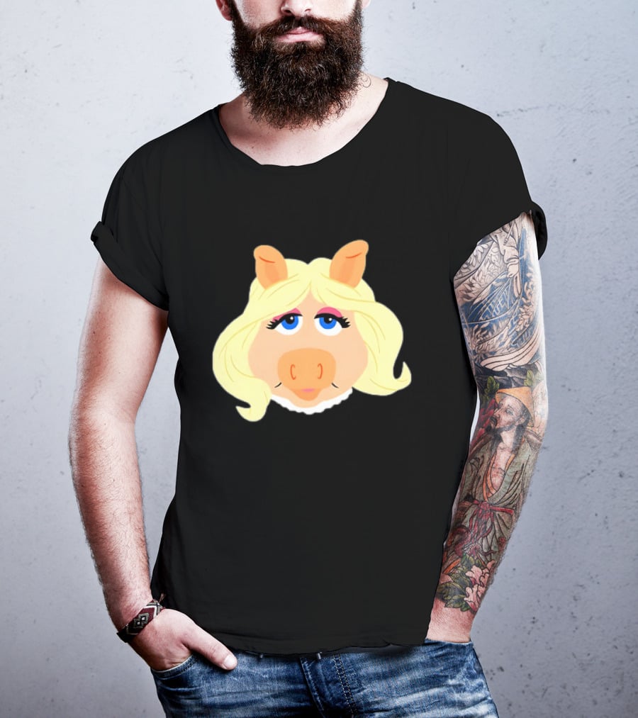 Miss Piggy Iconic Jim Henson's Muppets Character Blonde Hair Blue Eyes T-Shirt