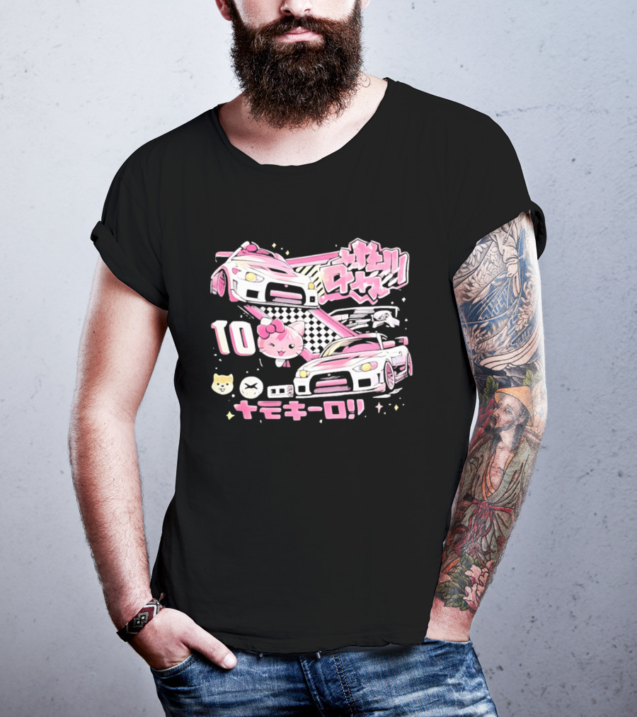 Hello Kitty Pink Racing Car Aesthetic JDM !! 10 Racing Cats T-Shirt