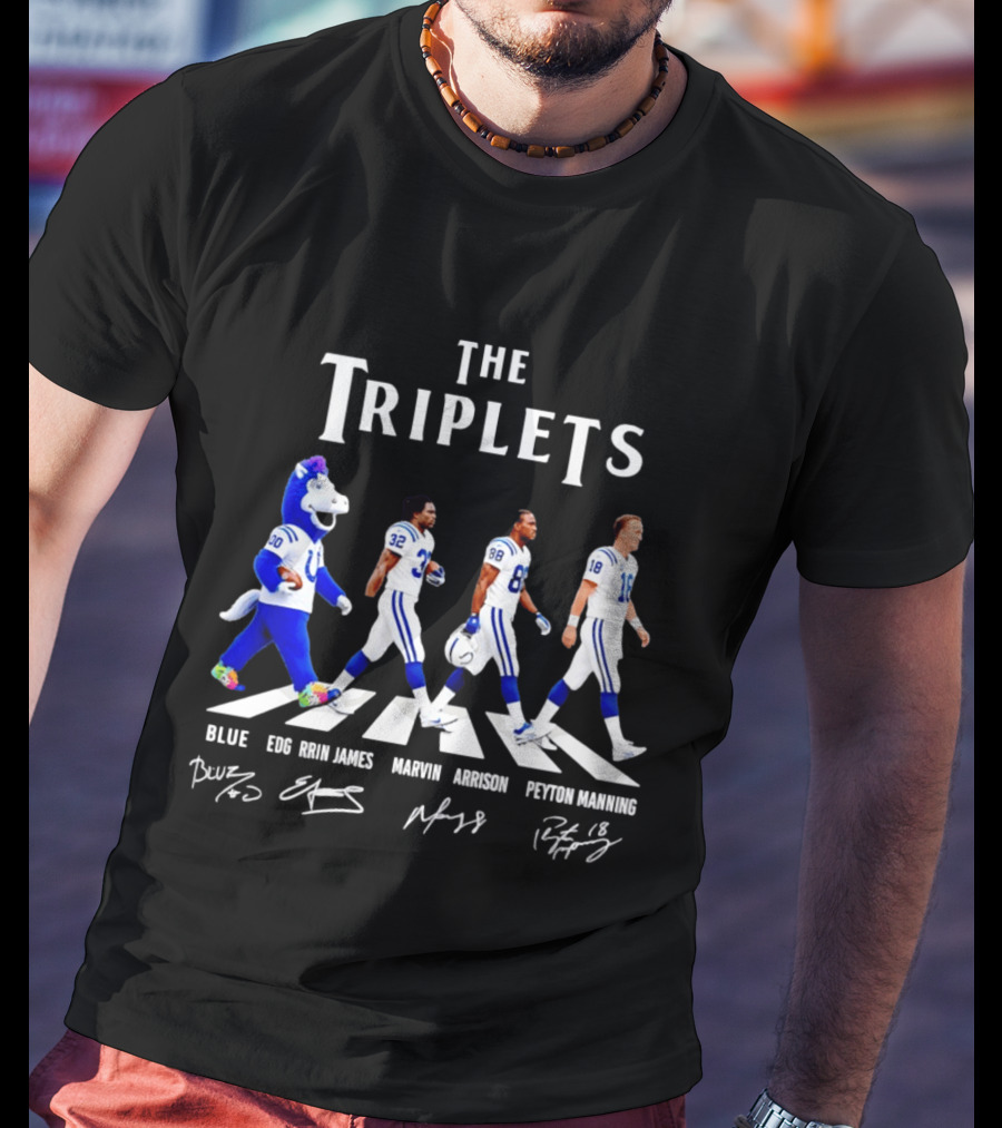 The Triplets Blue Edgerrin James Marvin Harrison Peyton Manning Indianapolis Colts T-Shirt