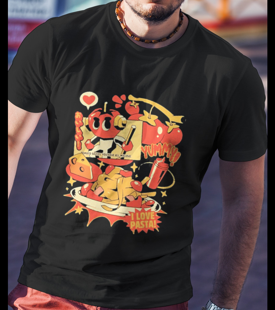 Tomato Sauces Yummy I Love Pasta With Cheese And Heart T-Shirt