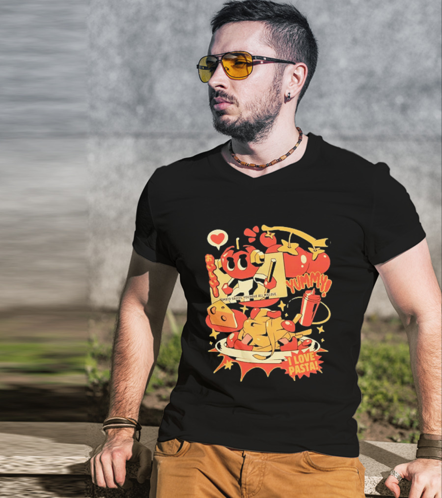 Tomato Sauces Yummy I Love Pasta With Cheese And Heart T-Shirt