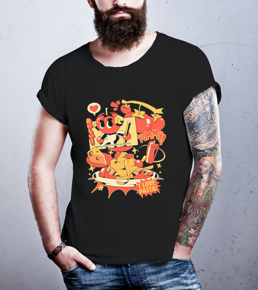 Tomato Sauces Yummy I Love Pasta With Cheese And Heart T-Shirt