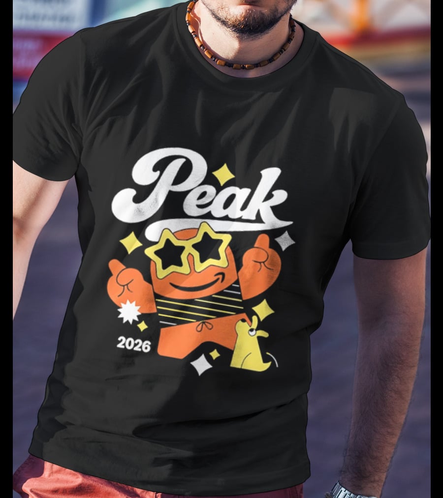 Peak 2026 Star Sunglasses Cartoon T-Shirt