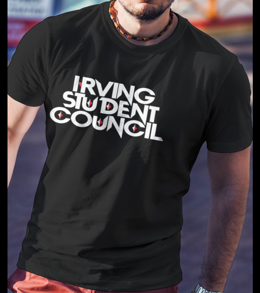 Irving Student Council Text With Red Diamond Accents T-Shirt