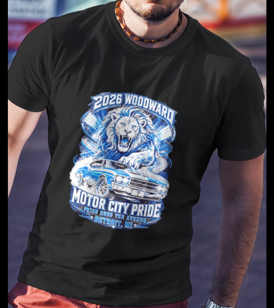 2026 Woodward Motor City Pride Lion And Classic Car Detroit MI Pride Runs The Avenue T-Shirt