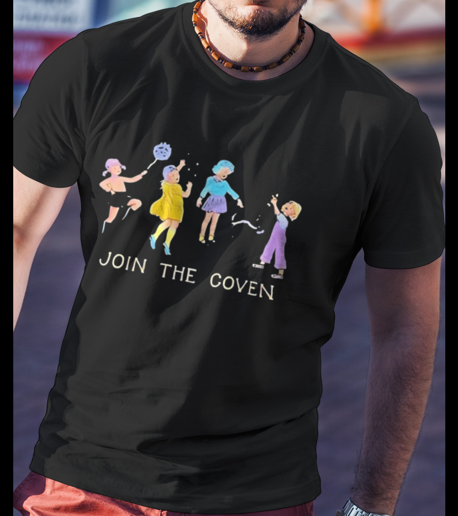 Join The Coven Witchcraft Magic Witches Kids Playful Scene T-Shirt