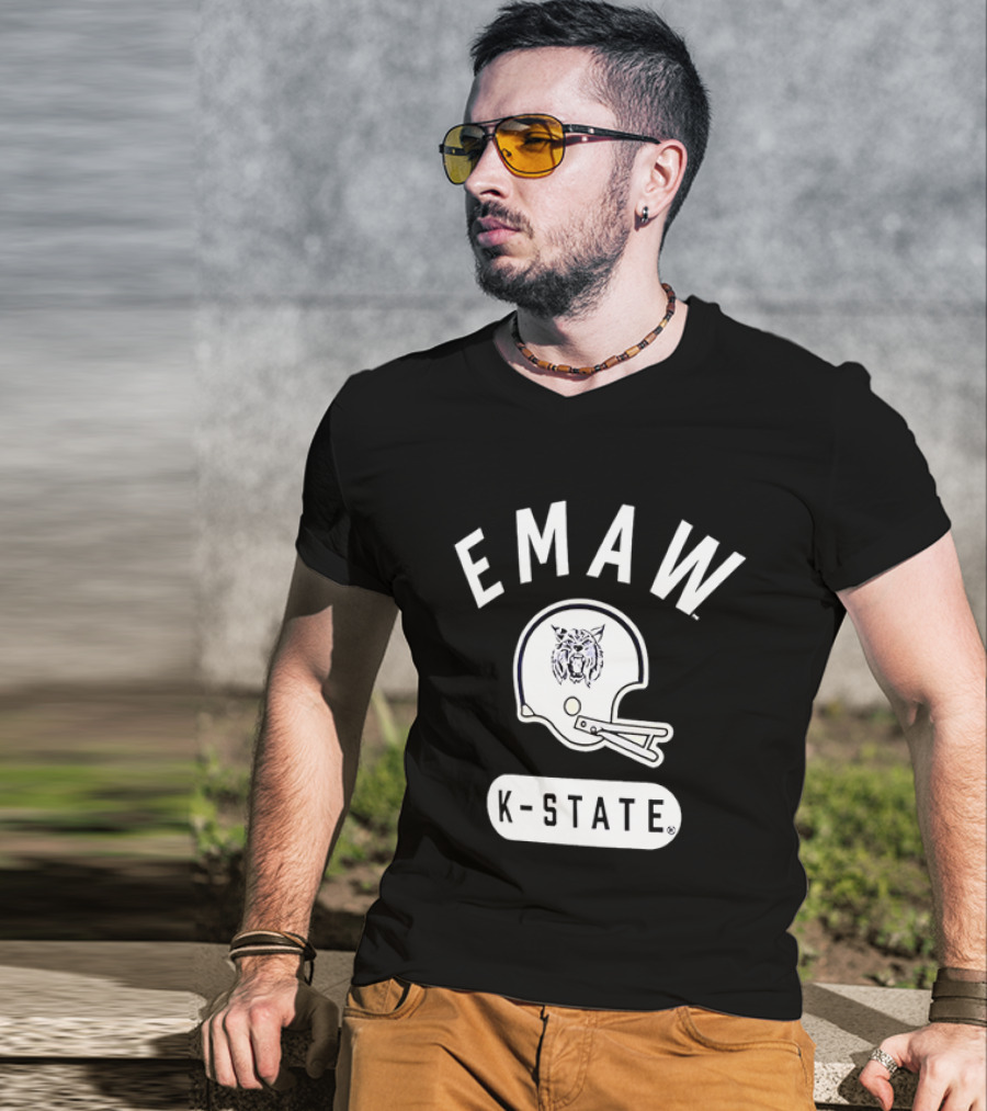 EMAW K State Wildcats Football Helmet Kansas State University T-Shirt
