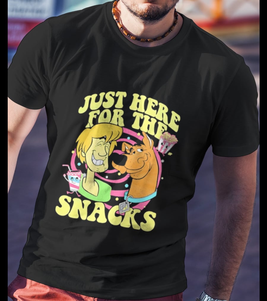 Scooby Doo Shaggy Just Here For The Snacks Popcorn Fun T-Shirt