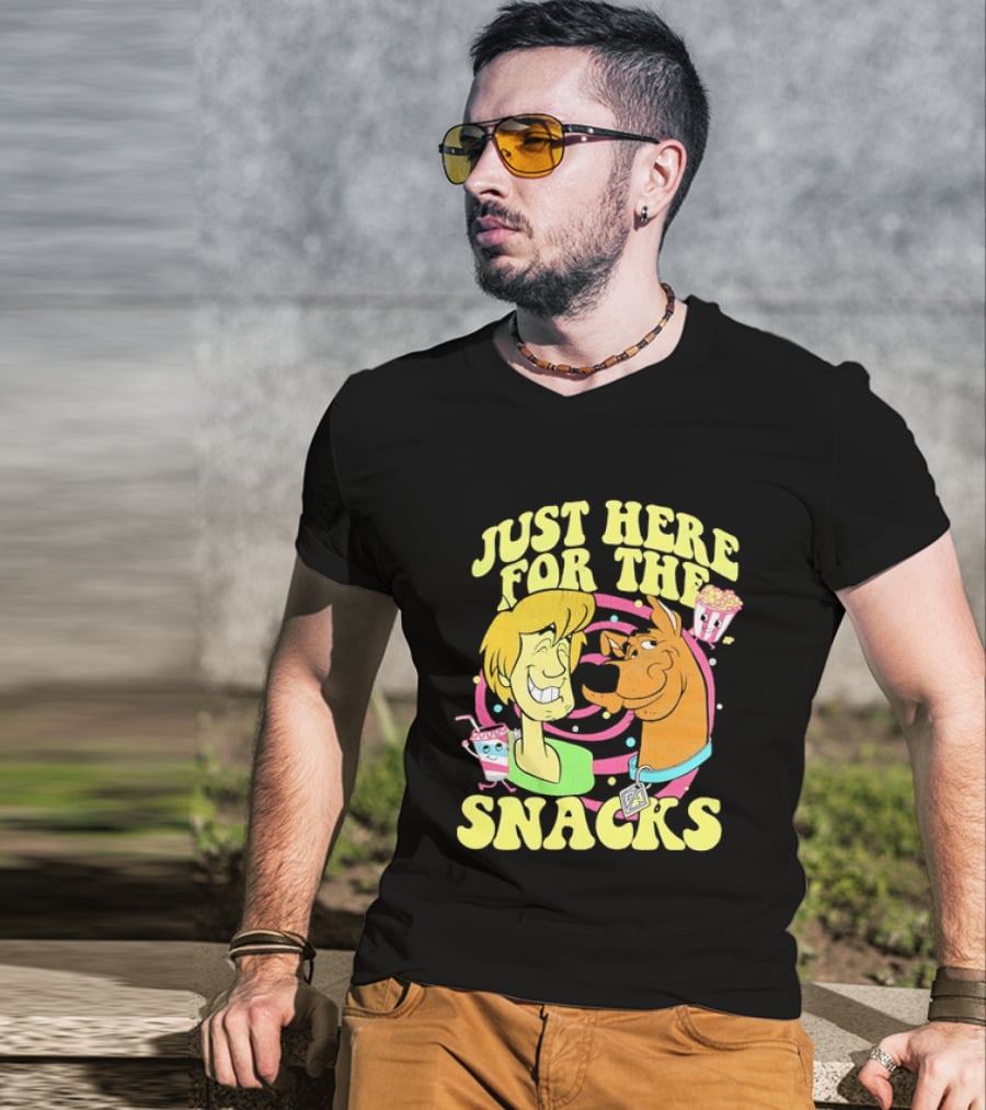 Scooby Doo Shaggy Just Here For The Snacks Popcorn Fun T-Shirt