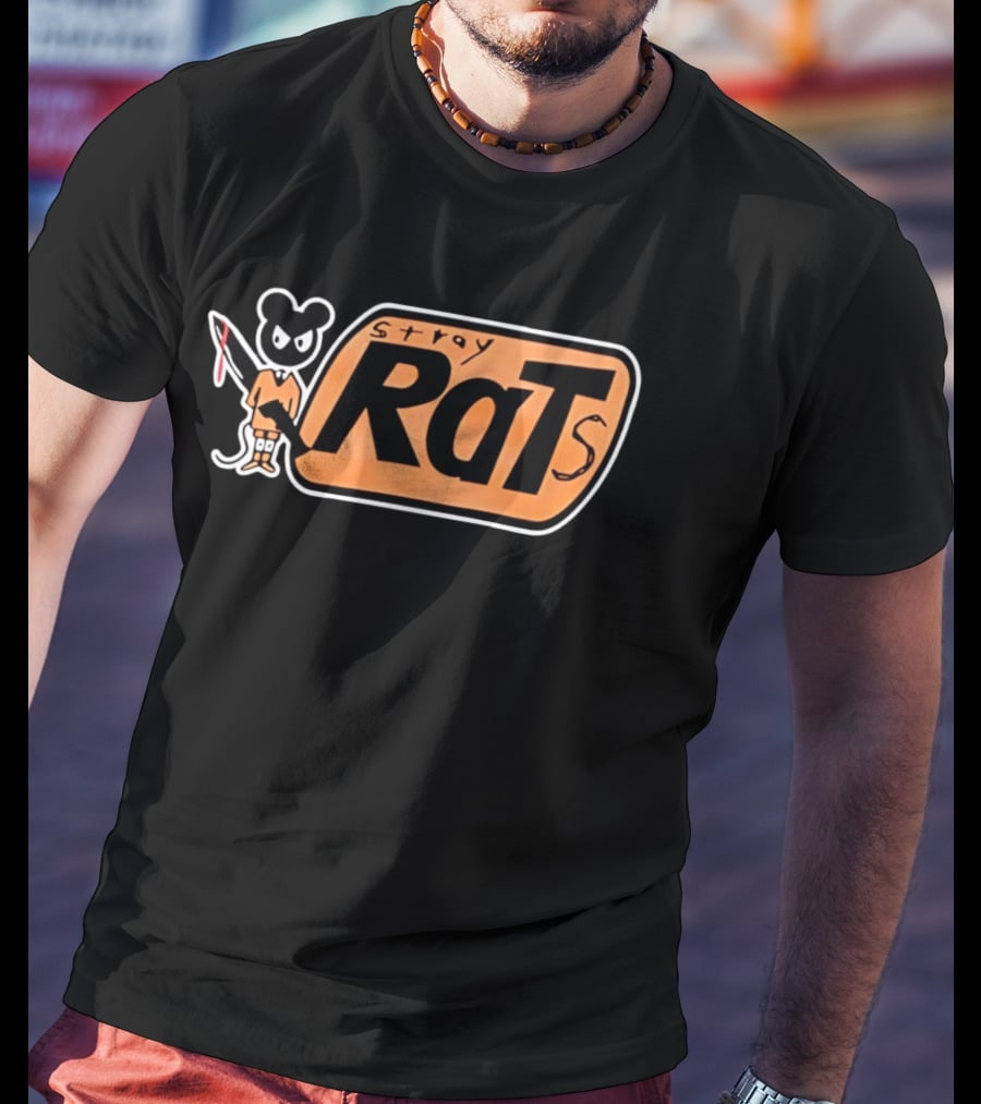 Stray Rats Bold Lettering With Cartoon T-Shirt