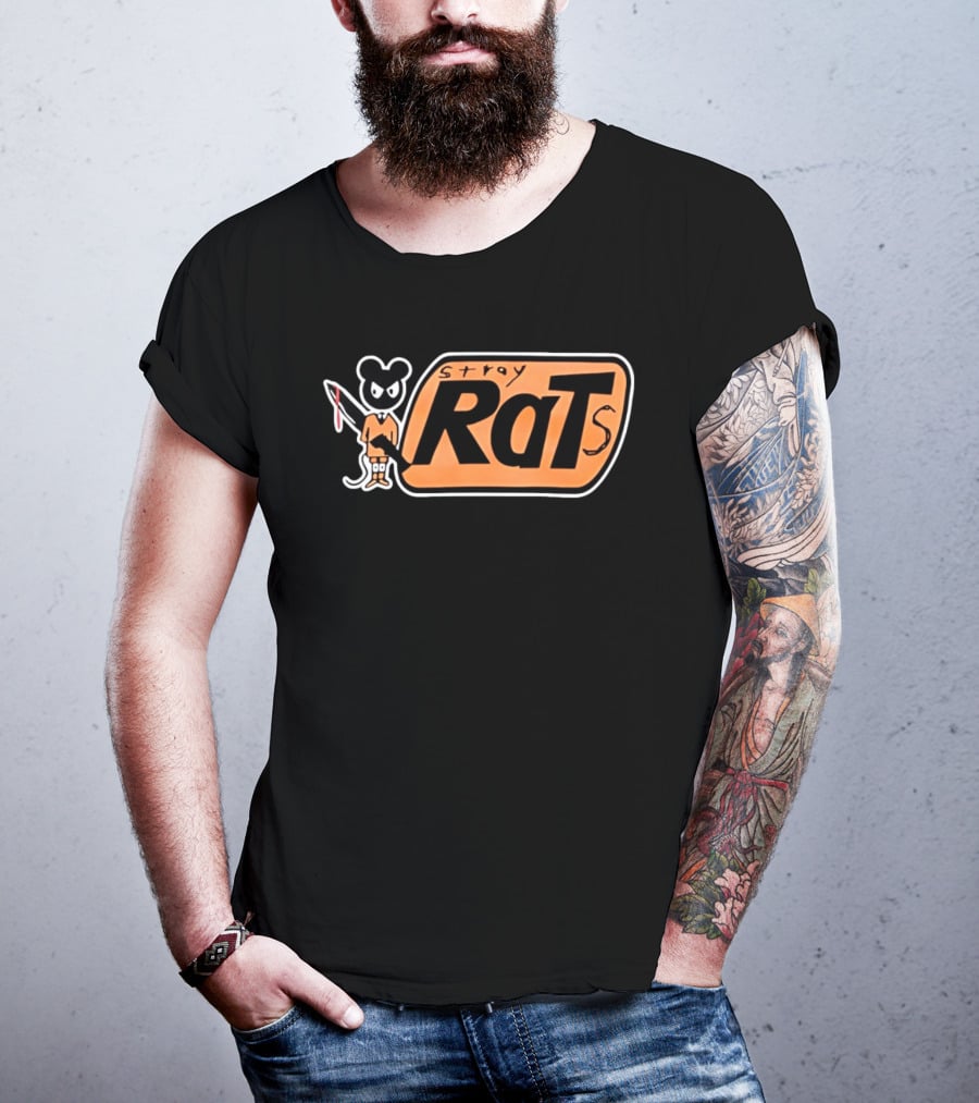 Stray Rats Bold Lettering With Cartoon T-Shirt