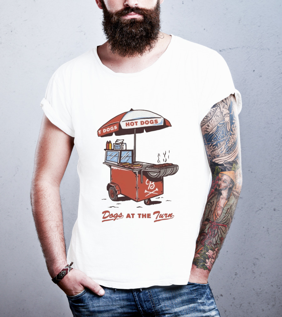 Dogs At The Turn Hot Dogs Cart With Tasty Grilled Food T-Shirt