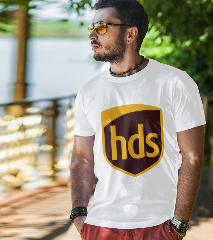 HDS Shield Emblem Brown And Yellow Branding T-Shirt