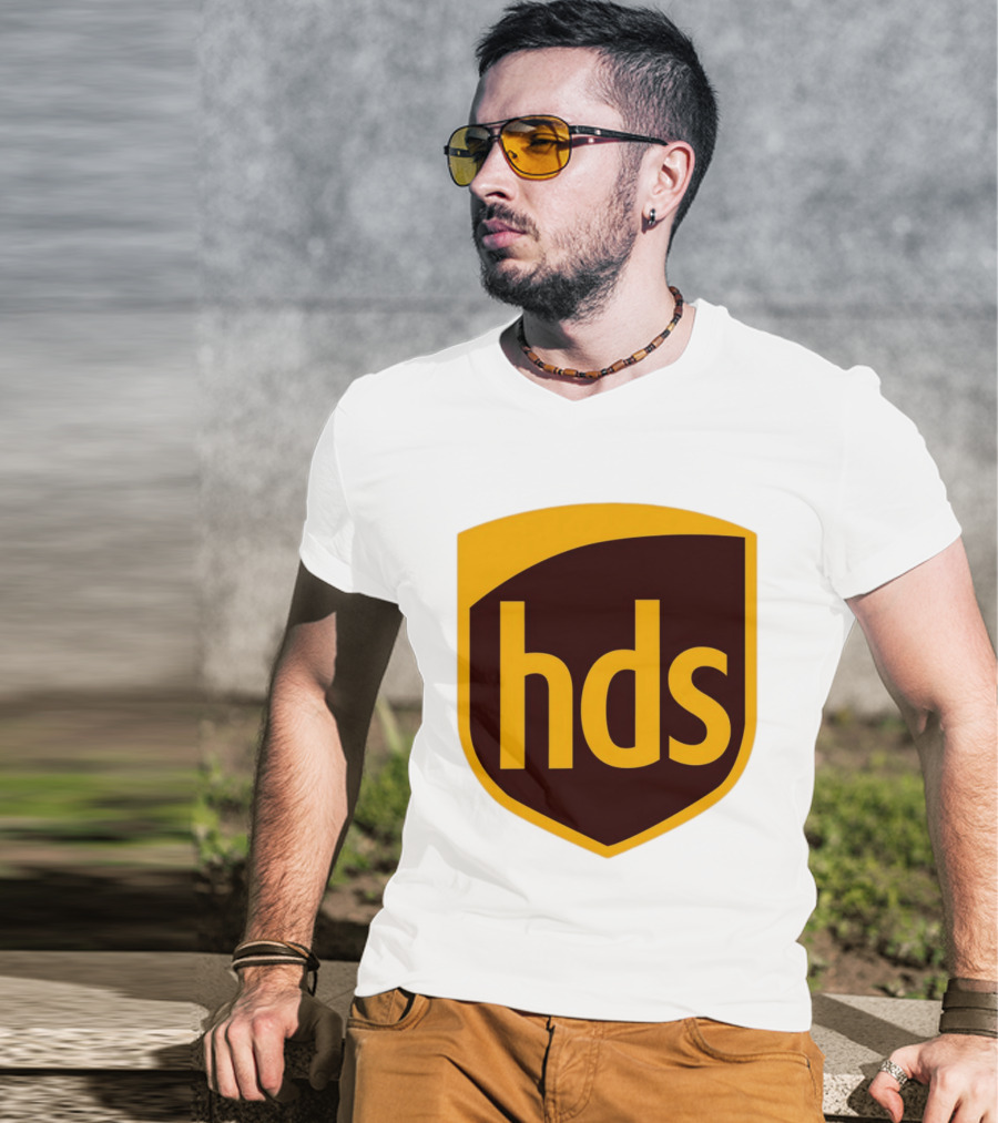 HDS Shield Emblem Brown And Yellow Branding T-Shirt
