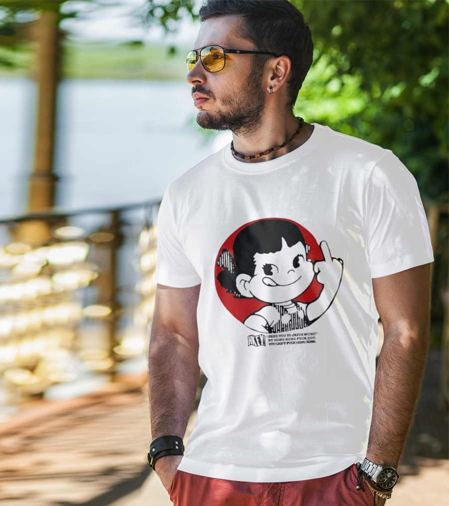 HKFY Send You To Jesus Music By Hong Kong F You Middle Finger Red Circle T-Shirt