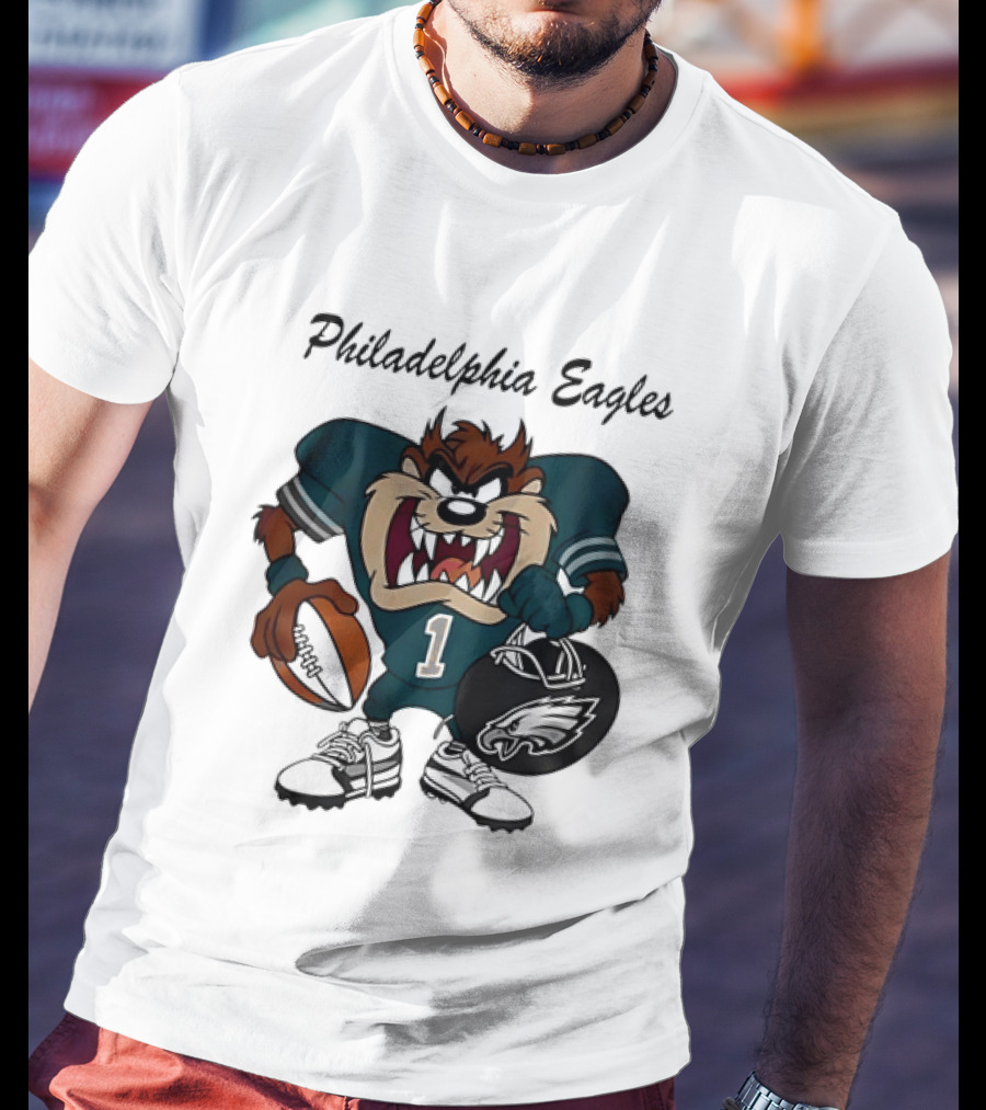 Philadelphia Eagles Taz Tasmanian Devil Football Player Cartoon T-Shirt