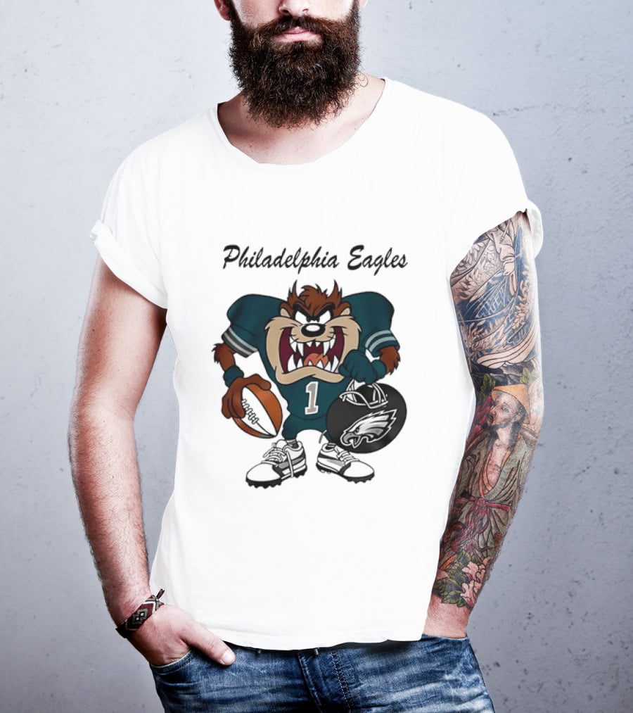Philadelphia Eagles Taz Tasmanian Devil Football Player Cartoon T-Shirt