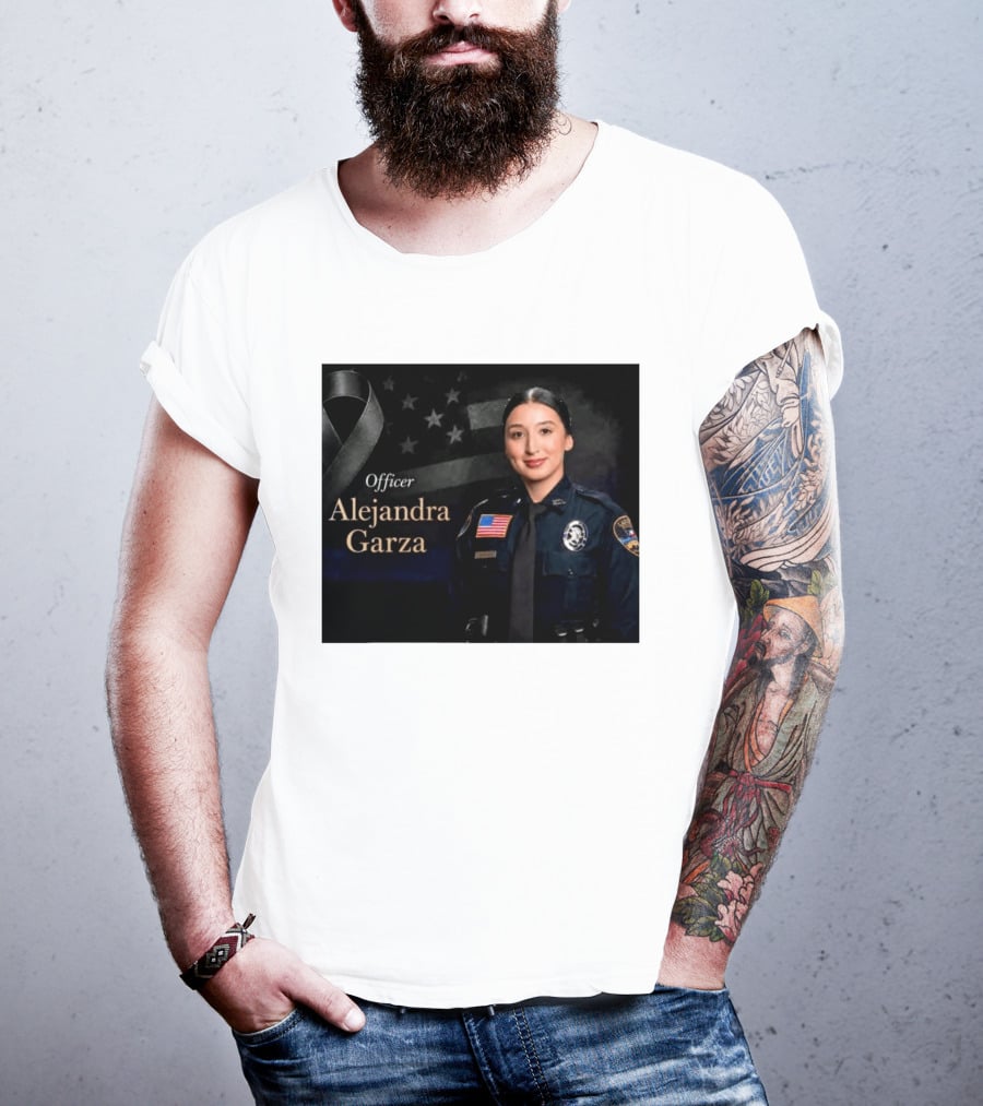 Officer Alejandra Garza Memorial Tribute With Flag And Ribbon T-Shirt