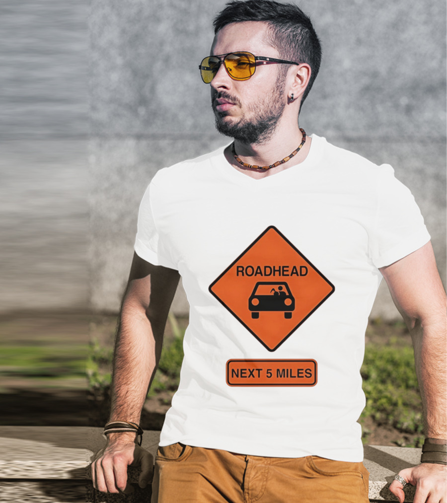 Roadhead Next 5 Miles Traffic Sign Car T-Shirt