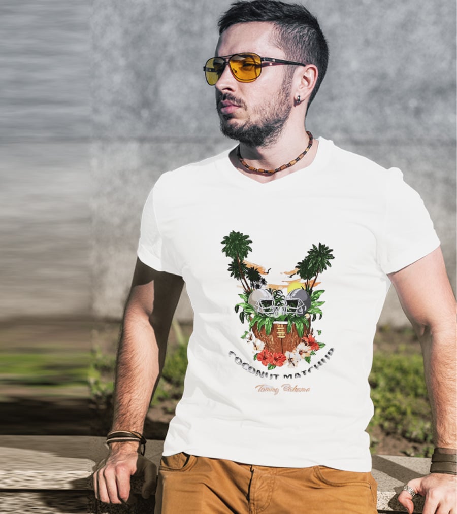 Tommy Bahama Coconut Matchup Football Tropical Palms Helmets Hibiscus T-Shirt
