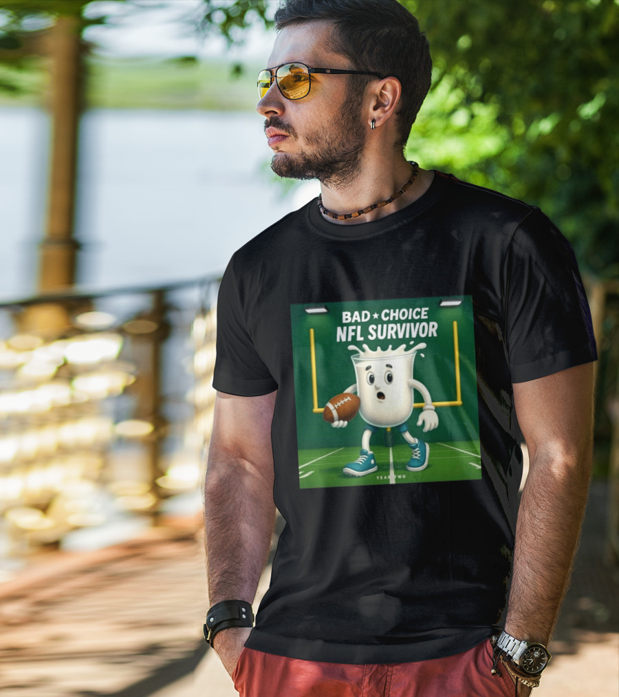 Bad Choice NFL Survivor Year Two Football Milk T-Shirt
