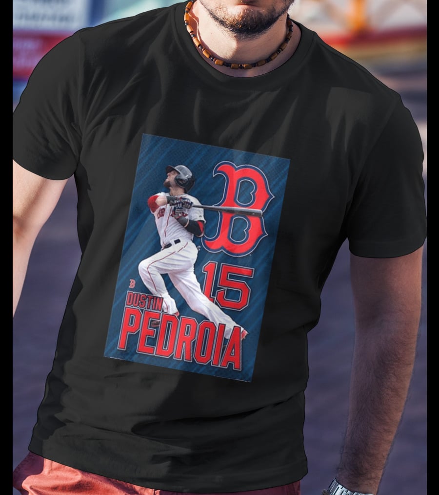 Dustin Pedroia Boston Red Sox 15 MLB Baseball Action T-Shirt