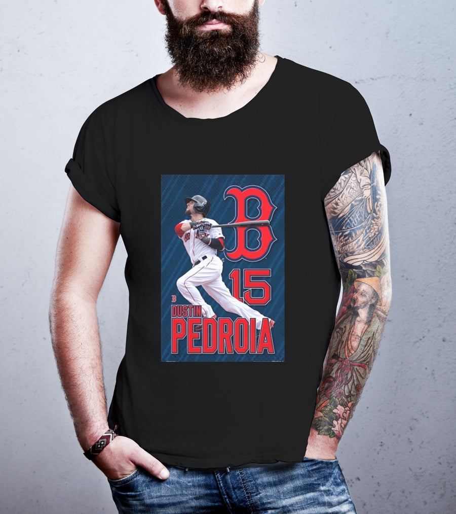 Dustin Pedroia Boston Red Sox 15 MLB Baseball Action T-Shirt