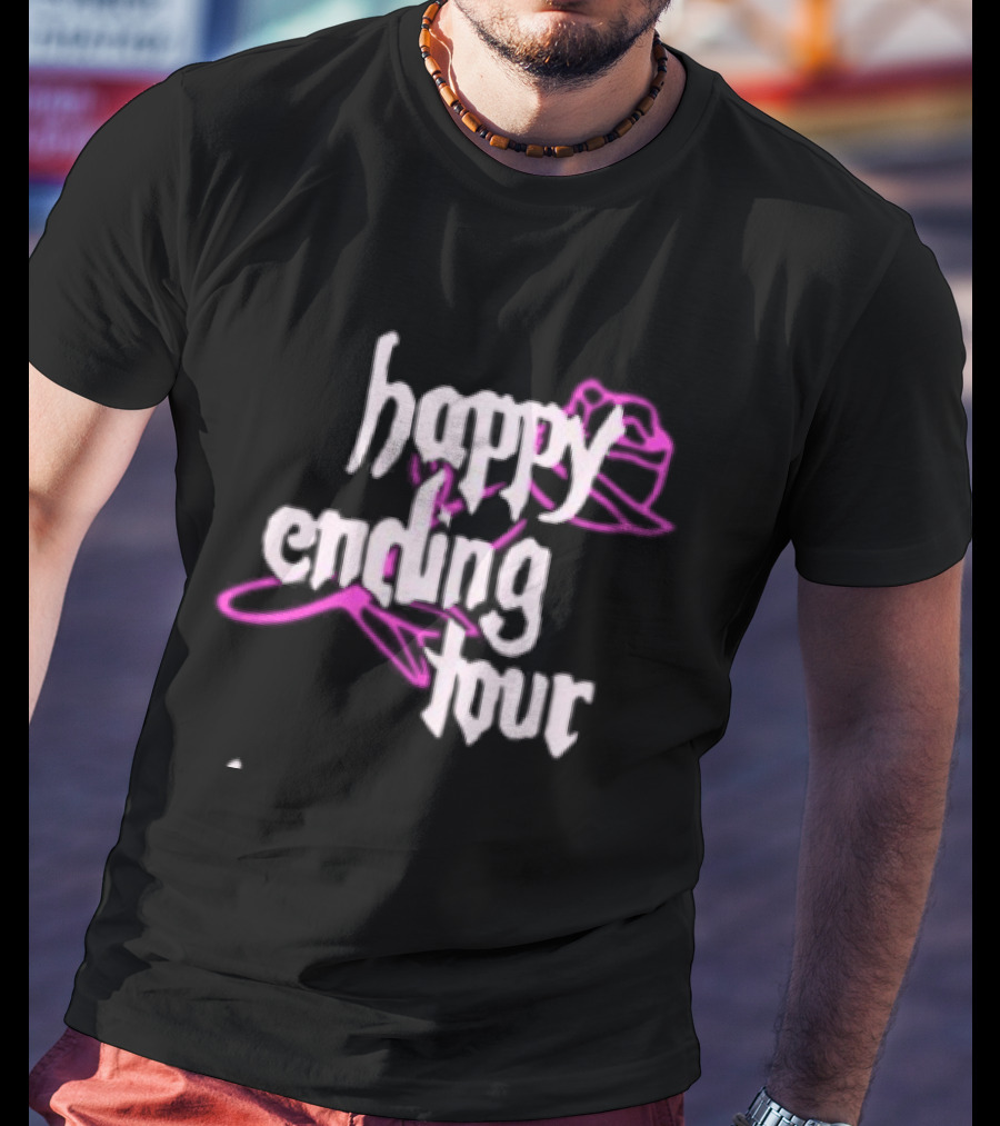 Bailey Rose Spinn Store Happy Ending Tour Trucker Hat Pink And White T-Shirt