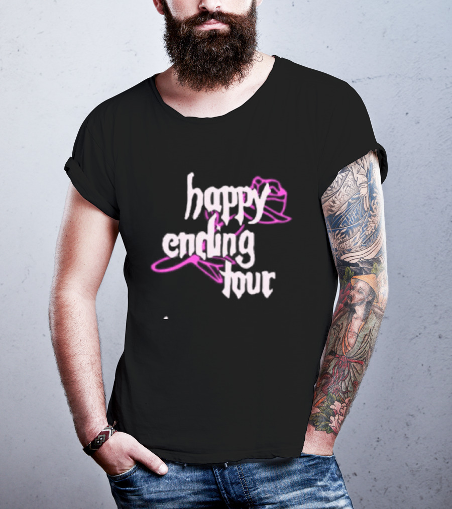 Bailey Rose Spinn Store Happy Ending Tour Trucker Hat Pink And White T-Shirt