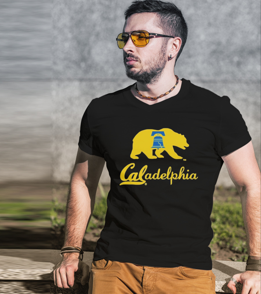 Caladelphia California Bear With Liberty Bell T-Shirt