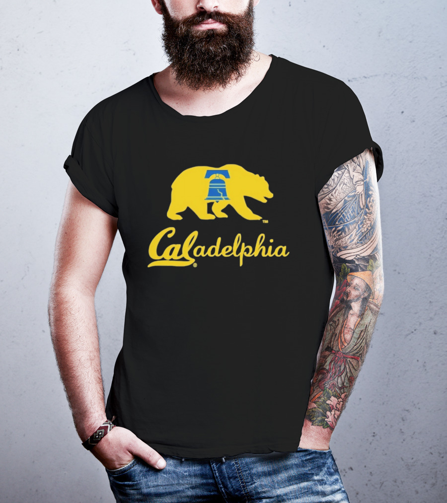 Caladelphia California Bear With Liberty Bell T-Shirt