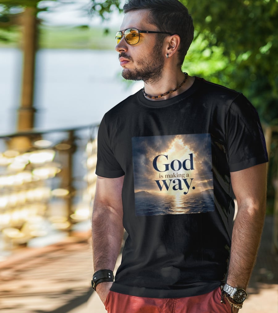 God Is Making A Way Sunset Ocean Sky Light Clouds T-Shirt