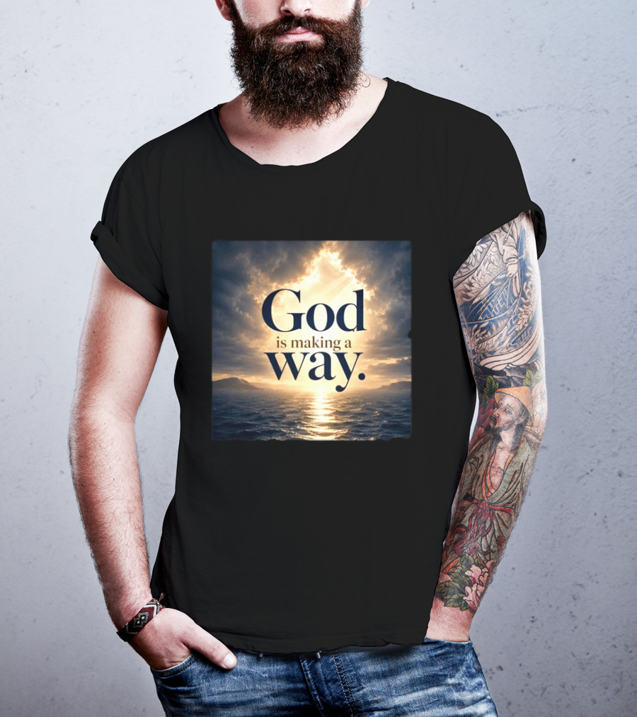 God Is Making A Way Sunset Ocean Sky Light Clouds T-Shirt