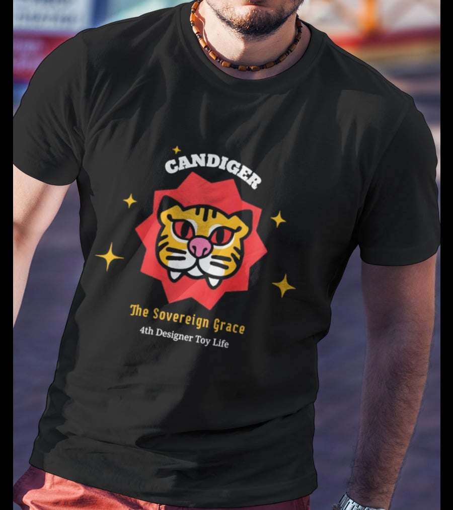 Candiger Sovereign Grace 4th Designer Toy Life Tiger Face T-Shirt