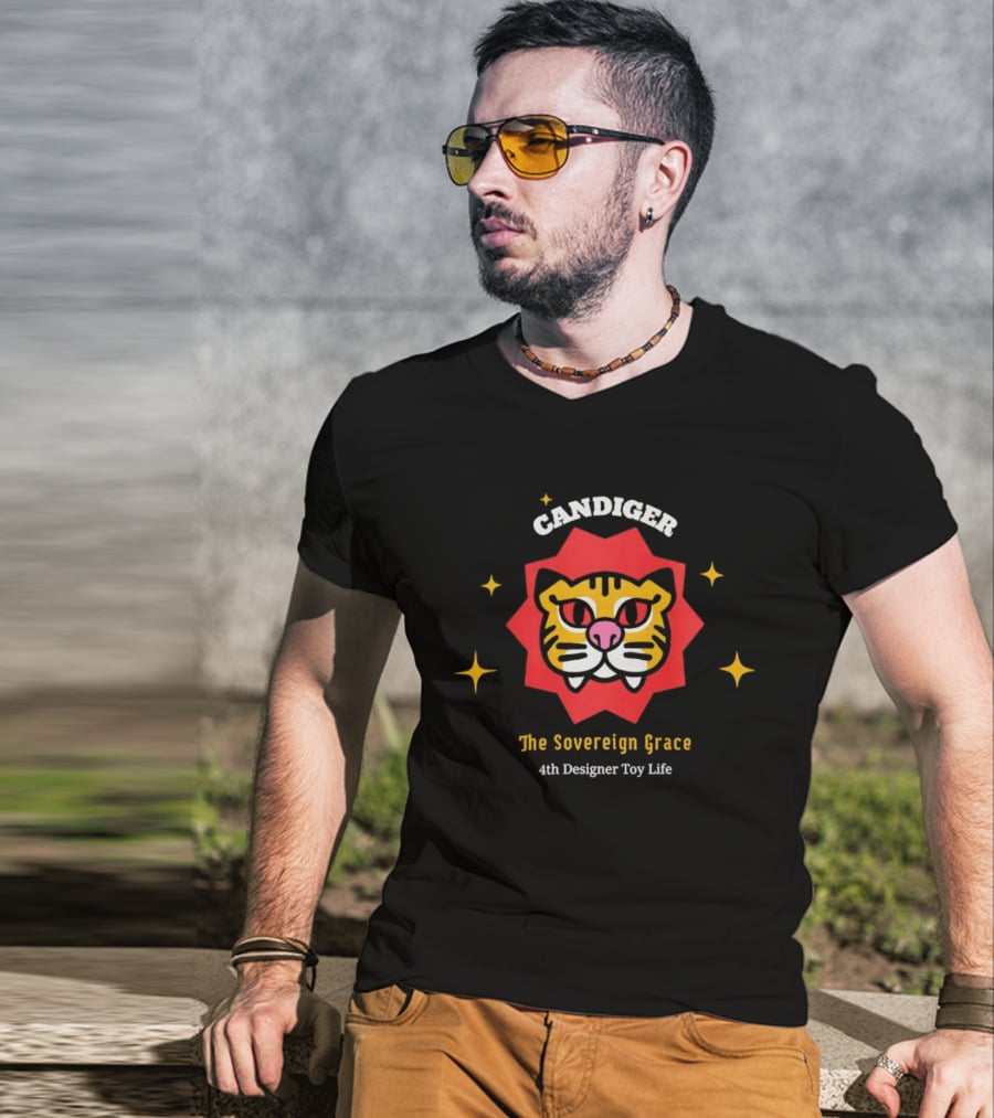 Candiger Sovereign Grace 4th Designer Toy Life Tiger Face T-Shirt