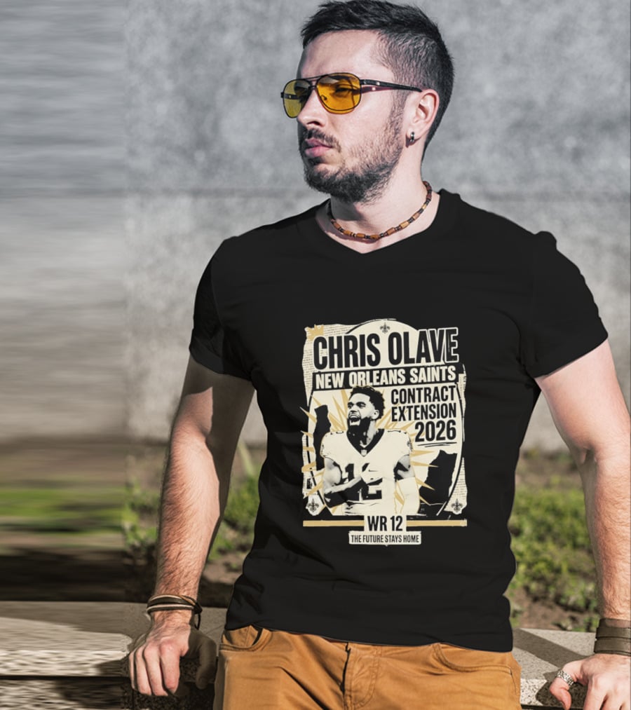 Chris Olave New Orleans Saints Contract Extension 2026 WR 12 The Future Stays Home T-Shirt