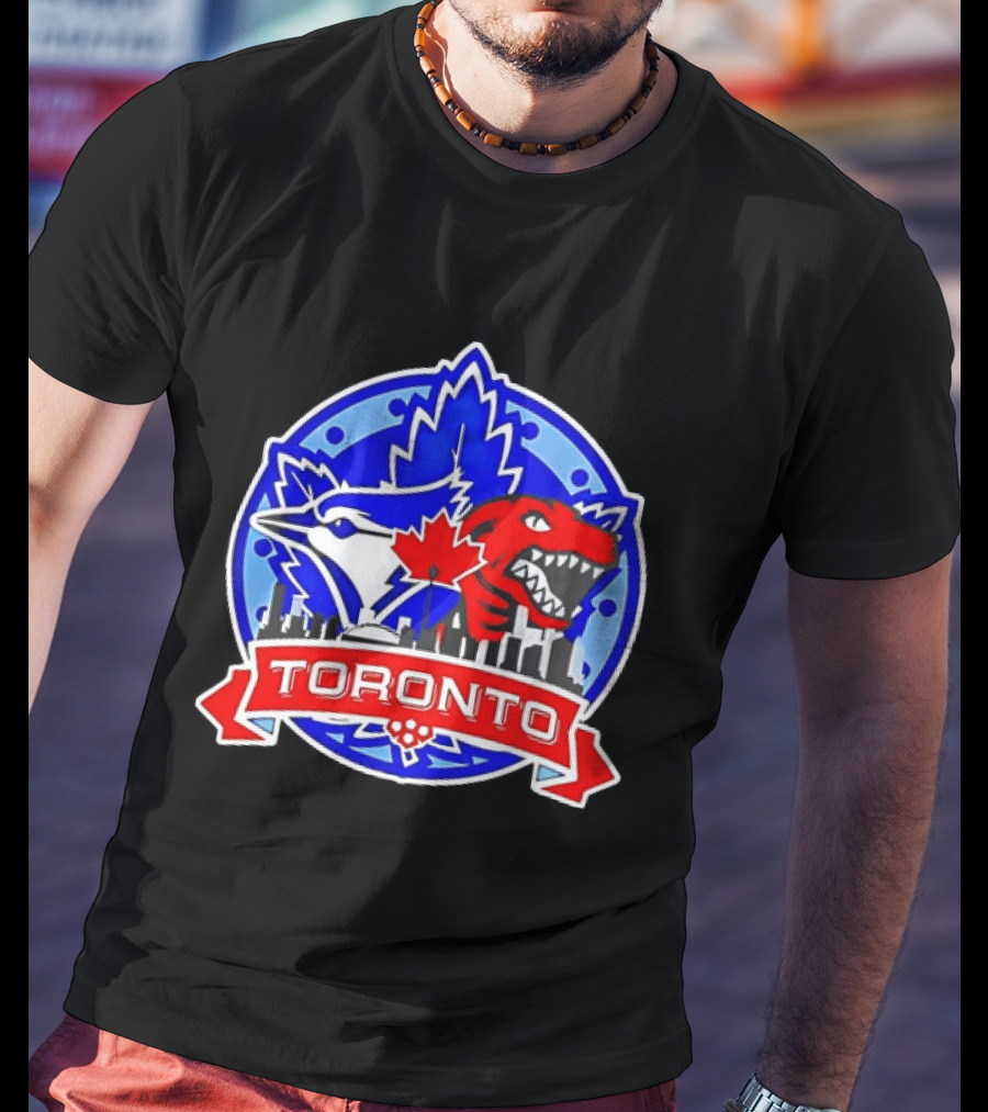 Toronto Raptors Blue Jays City Skyline Canada Leaf T-Shirt