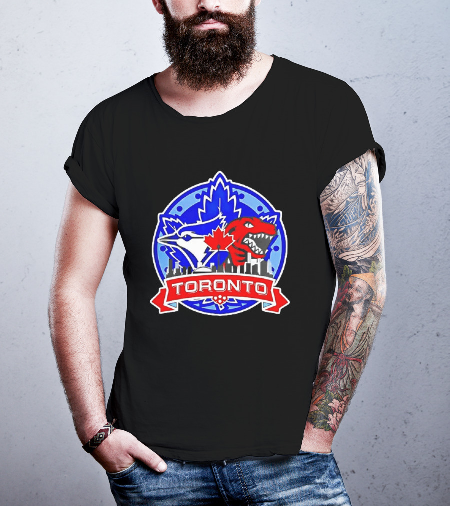 Toronto Raptors Blue Jays City Skyline Canada Leaf T-Shirt