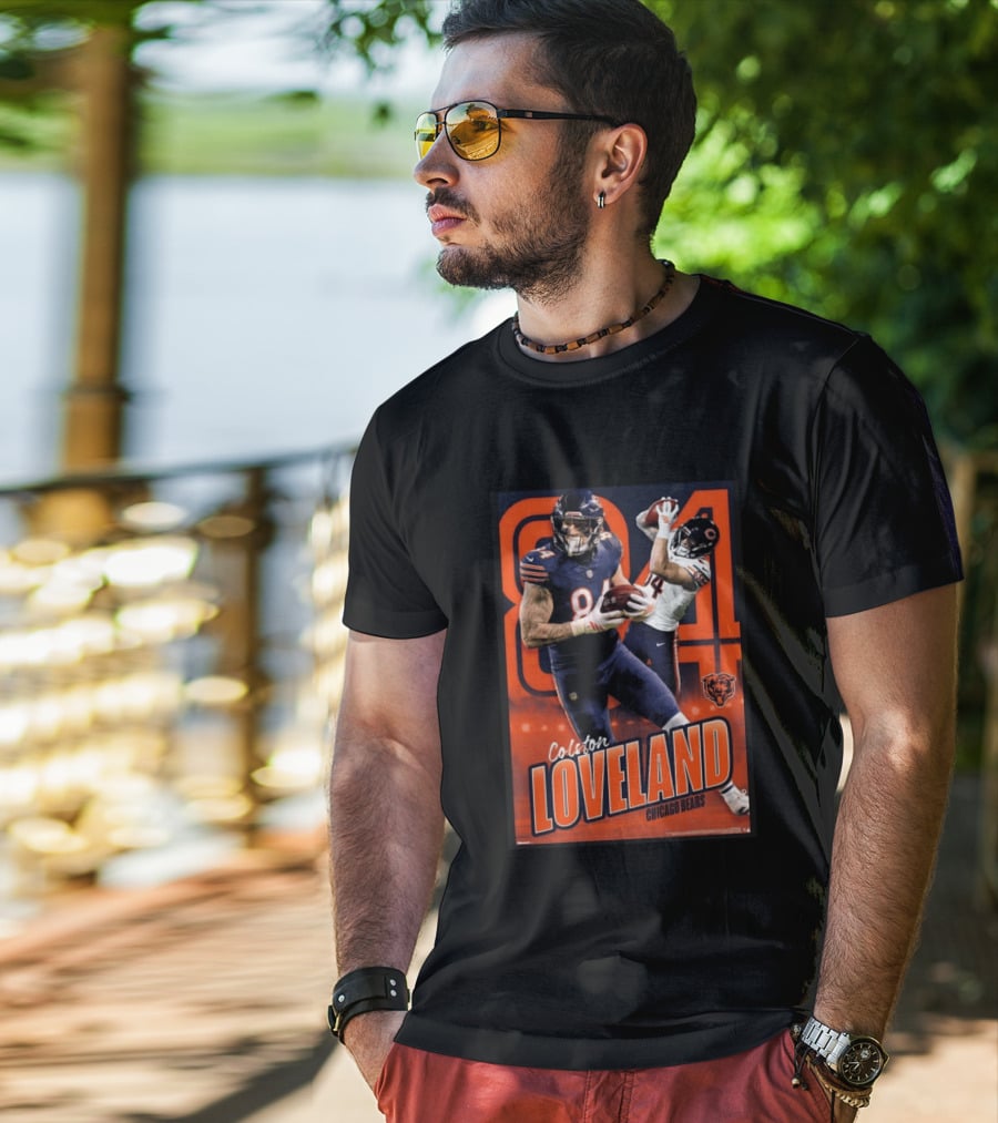 Colston Loveland 84 Chicago Bears Football Action T-Shirt