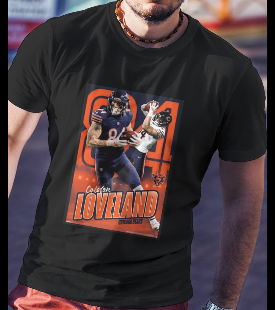 Colston Loveland 84 Chicago Bears Football Action T-Shirt