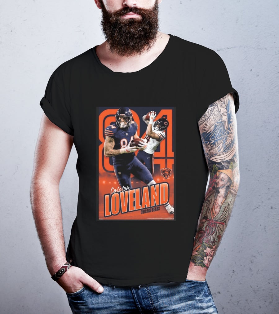 Colston Loveland 84 Chicago Bears Football Action T-Shirt