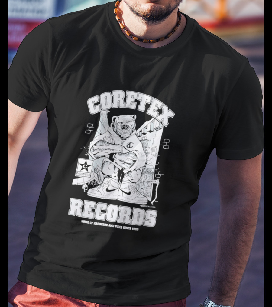 Coretex Records Home Of Hardcore And Punk Bear Illustration Since 1988 T-Shirt