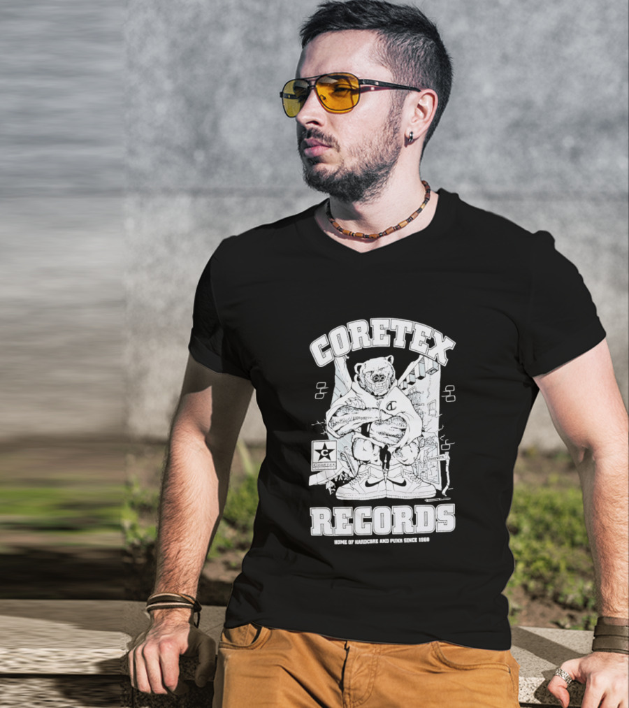 Coretex Records Home Of Hardcore And Punk Bear Illustration Since 1988 T-Shirt