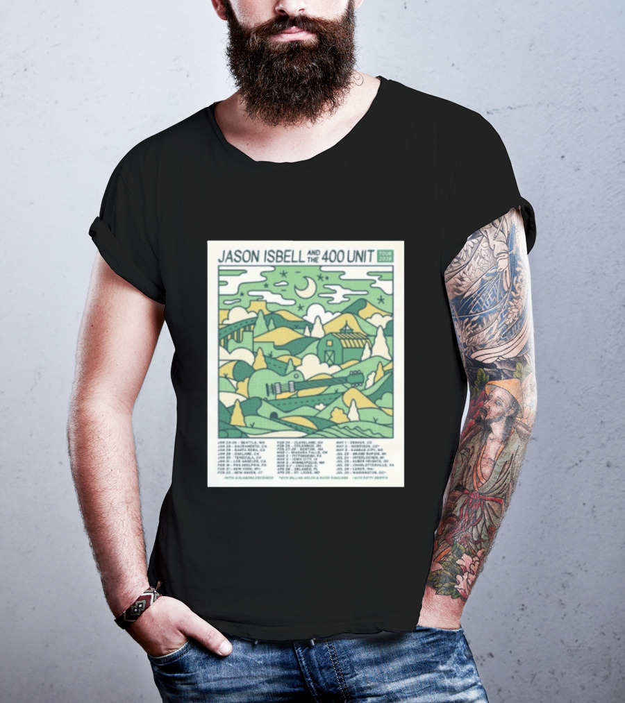 Jason Isbell And The 400 Unit Tour 2026 January 23 24 Seattle Wa Jan 26 Sacramento Ca Nostalgic 2026 Countryside Landscape T-Shirt