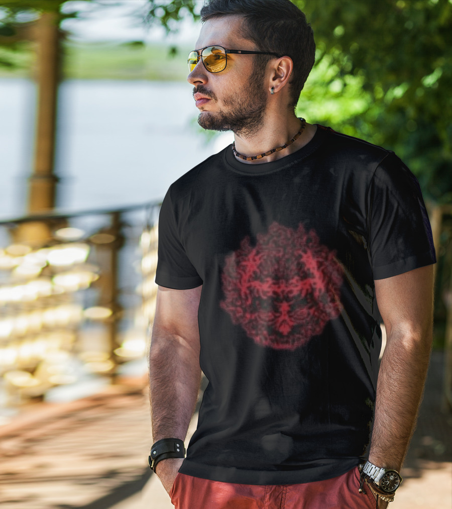 Daze Store Bloodshed Skull Red Floral Skull T-Shirt